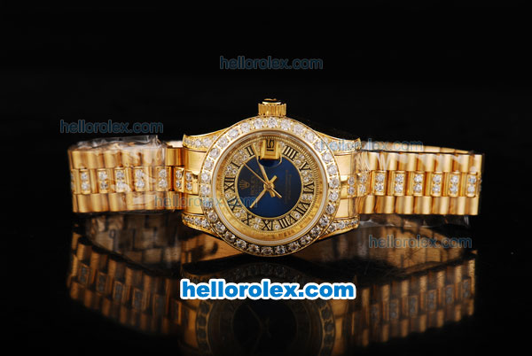 Rolex Datejust Automatic with Rose Gold Case and diamond -Blue Dial-Lady Size - Click Image to Close